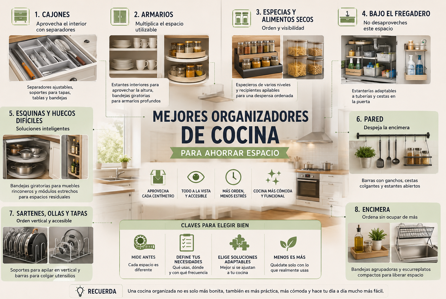 Mejores organizadores de cocina para ahorrar espacio