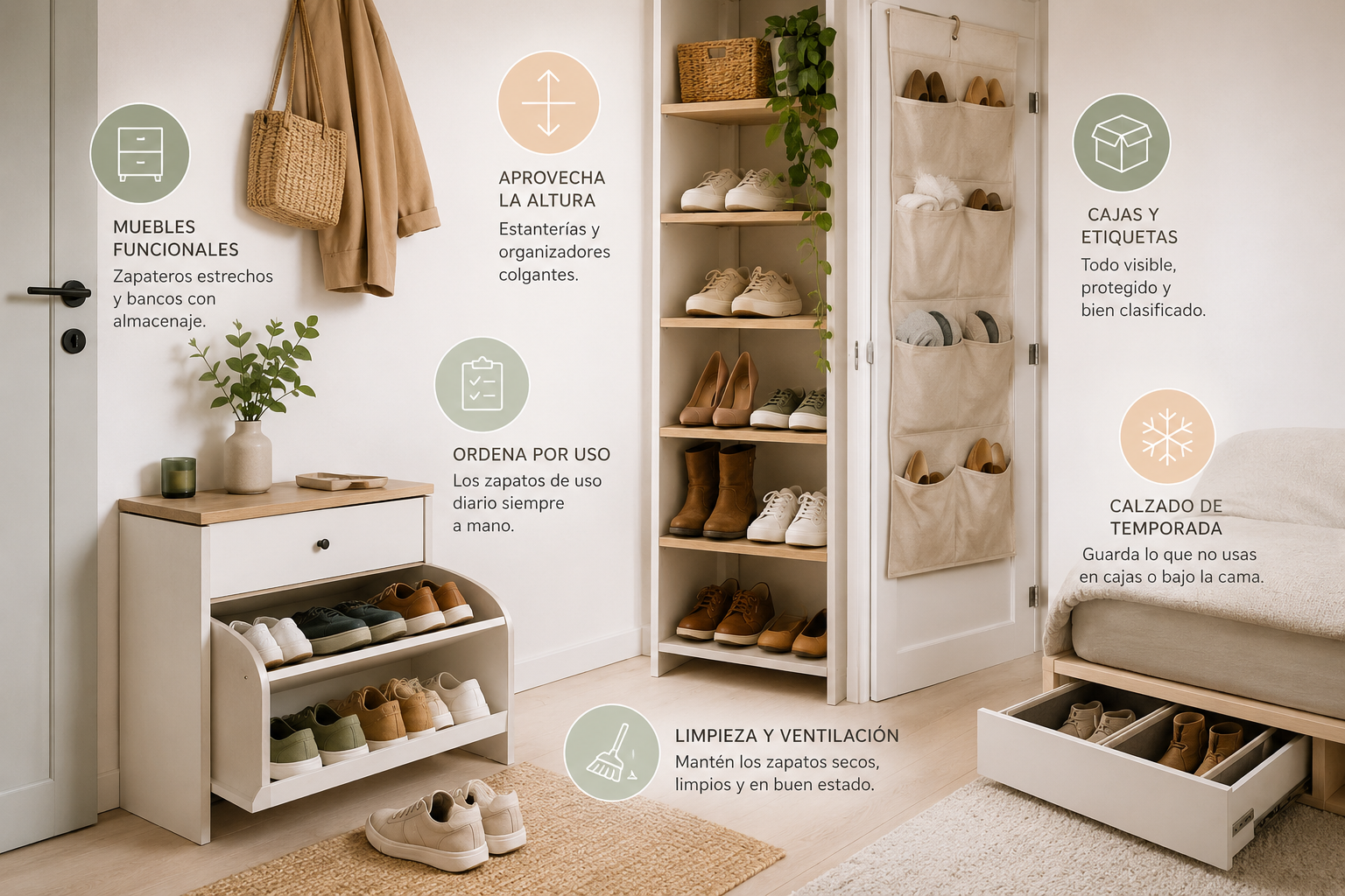 Cómo organizar zapatos en espacios pequeños