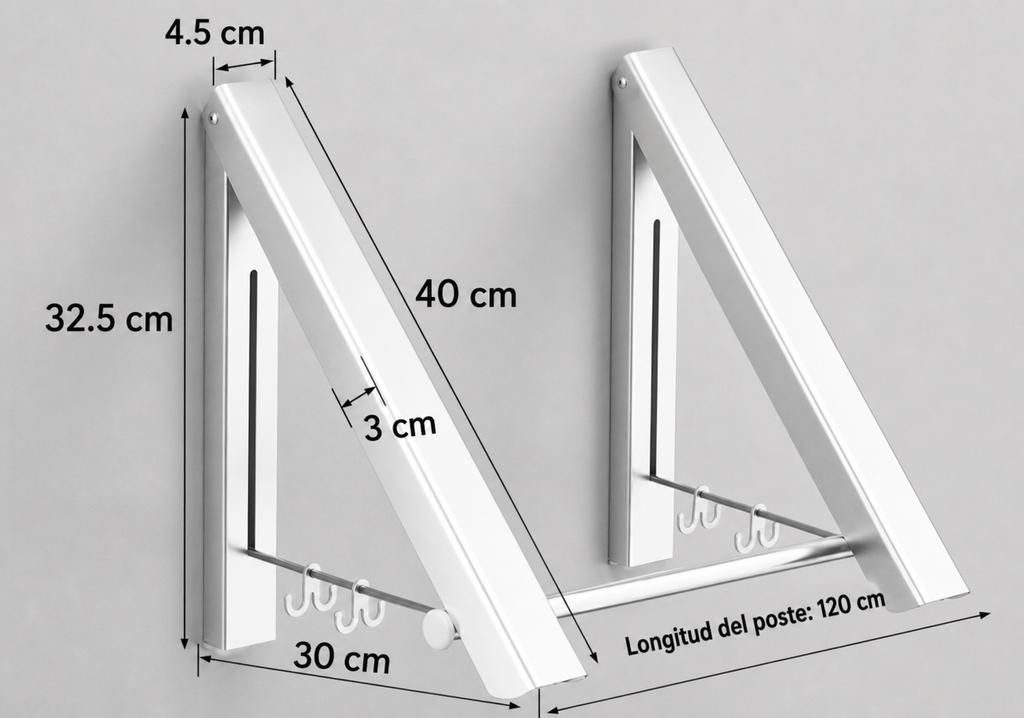 Tendedero de Pared Plegable Invisible de Aluminio