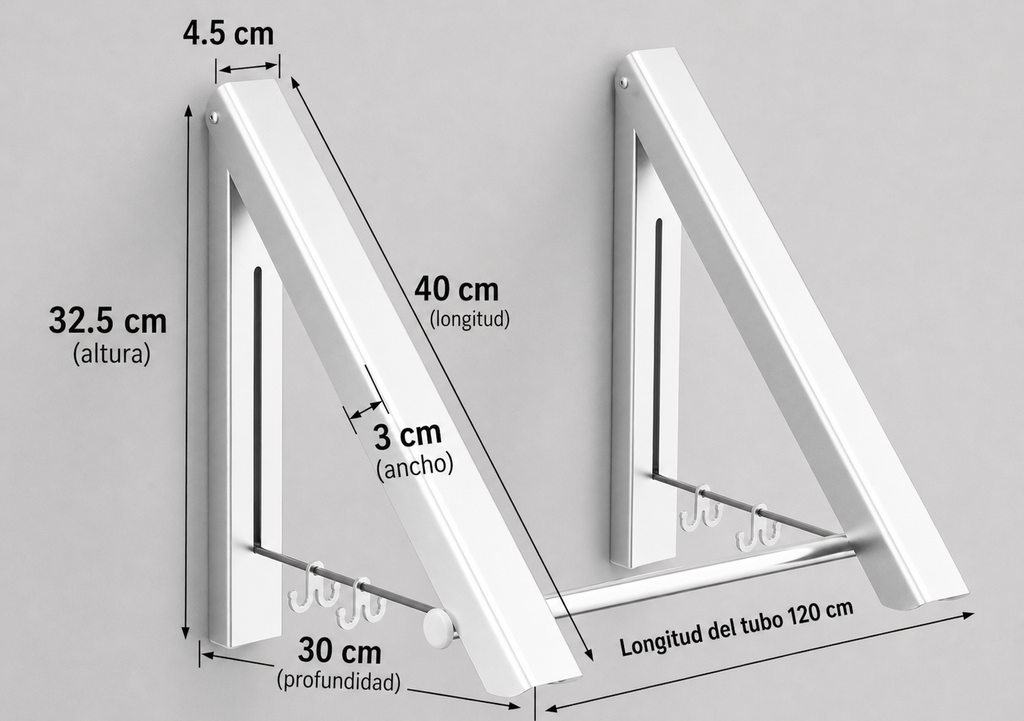 Tendedero de Pared Plegable Invisible de Aluminio
